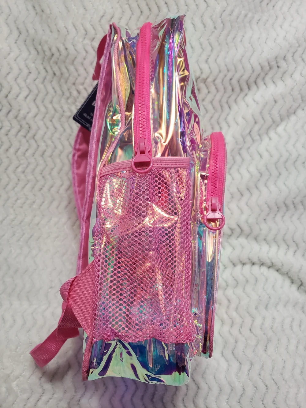 Holographic Pink Kids Clear Backpack - Brand